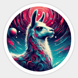 Funny colorful abstract cosmic doodle llama Sticker